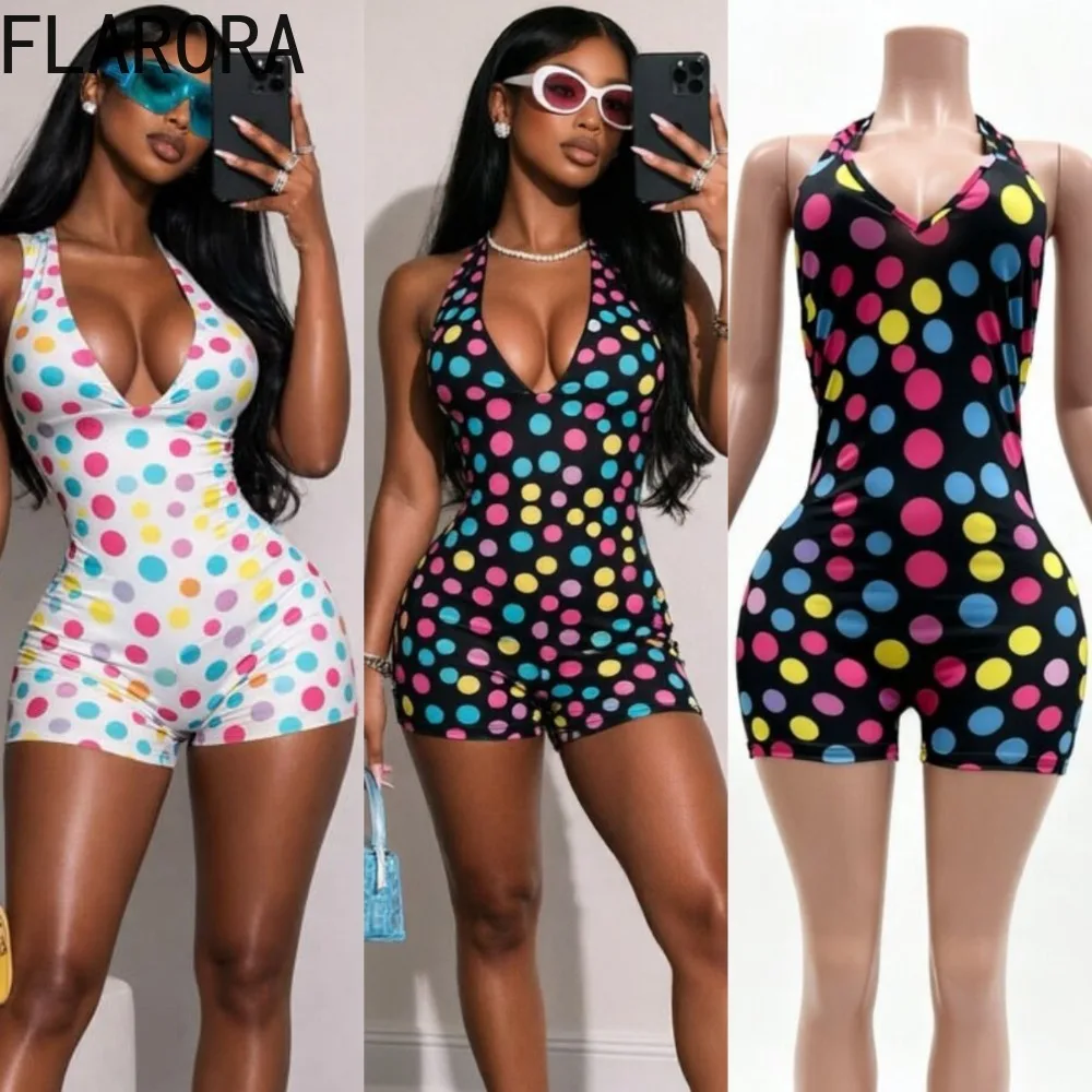 FLARORA Sexy Colorful Polka Dot Print Rompers Woman Halter V-neck Sleeveless Backless Shiring Playsuits Hottie Party Clubwear
FLARORA Sexy Colorful Polka Dot Print Rompers Woman Halter V-neck Sleeveless Backless Shiring Playsuits Hottie Party Clubwear