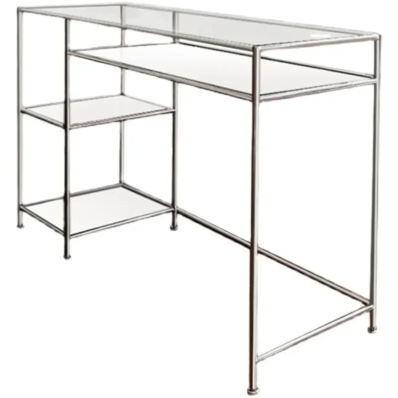 Medieval stainless steel computer desk light luxury tempered glass desk writing desk
Medieval stainless steel computer desk light luxury tempered glass desk writing desk