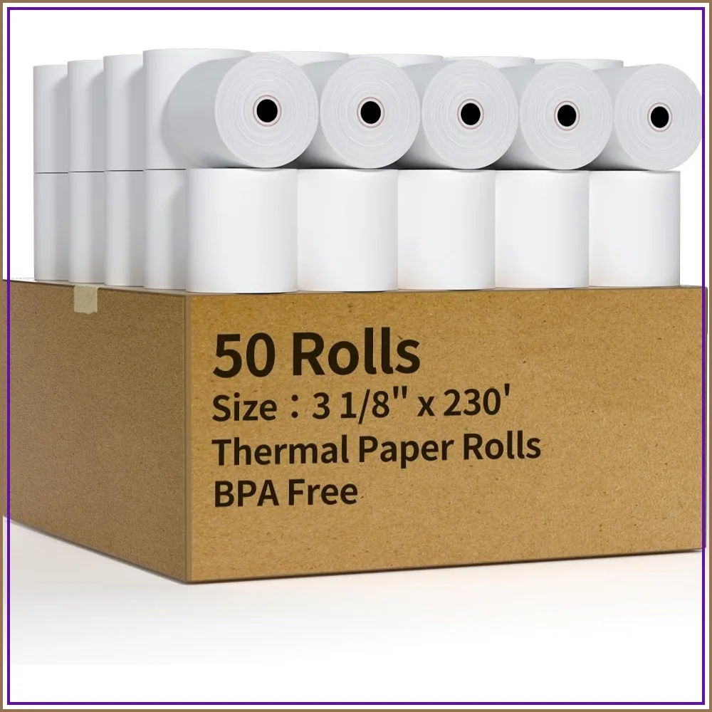50 Rolls 3 1/8" x 230' Thermal Receipt Paper for POS Cash Register
50 Rolls 3 1/8" x 230' Thermal Receipt Paper for POS Cash Register
