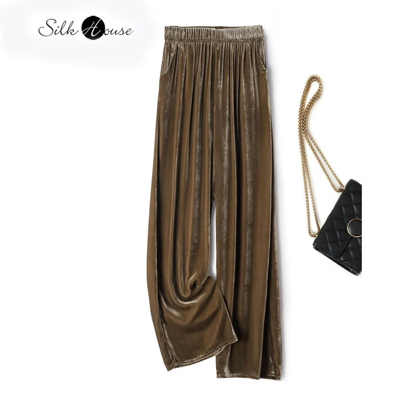 2025 Women's Fashion Autumn/Winter New 30% Natural Mulberry Silk Velvet Drop Deep Brown Elastic Waist Casual Straight Pants
2025 Women's Fashion Autumn/Winter New 30% Natural Mulberry Silk Velvet Drop Deep Brown Elastic Waist Casual Straight Pants