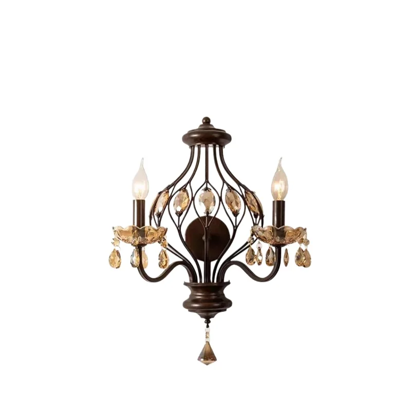 American retro walnut wall lamp bedroom crystal living room lamp living room wall lamp 
American retro walnut wall lamp bedroom crystal living room lamp living room wall lamp