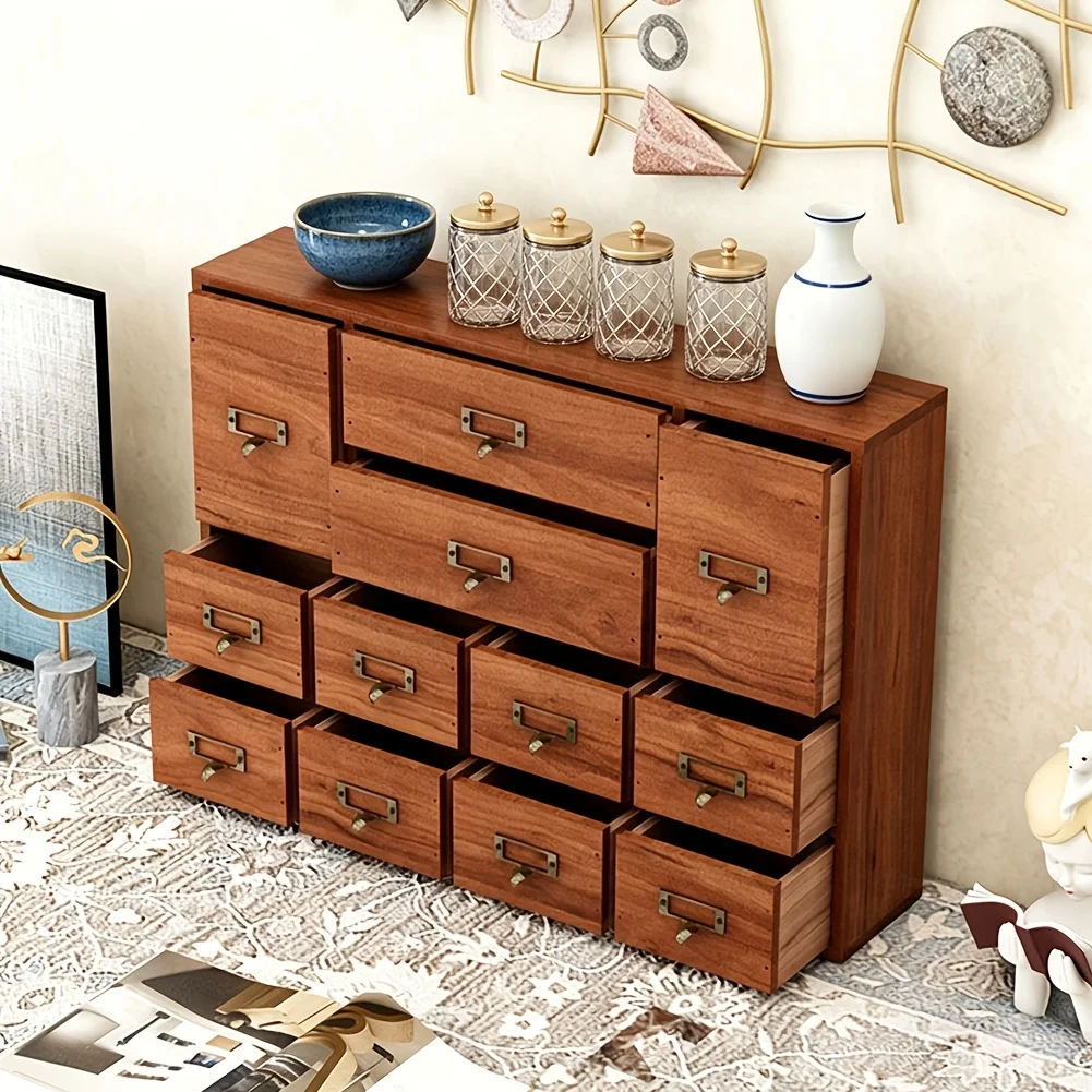 12 Drawer Wooden Apothecary Cabinet with Label Slot & Metal Handle Desk Drawer Organiser Stationery Storage Rack for Bedroom Or
12 Drawer Wooden Apothecary Cabinet with Label Slot & Metal Handle Desk Drawer Organiser Stationery Storage Rack for Bedroom Or