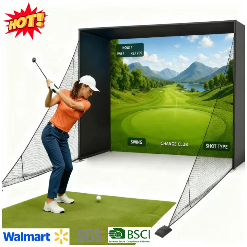 Factory 10*8ft Golf Simulator Enclosures Netting for Indoor Practice with Blank White Screen Portable Golf Cage Net
Factory 10*8ft Golf Simulator Enclosures Netting for Indoor Practice with Blank White Screen Portable Golf Cage Net