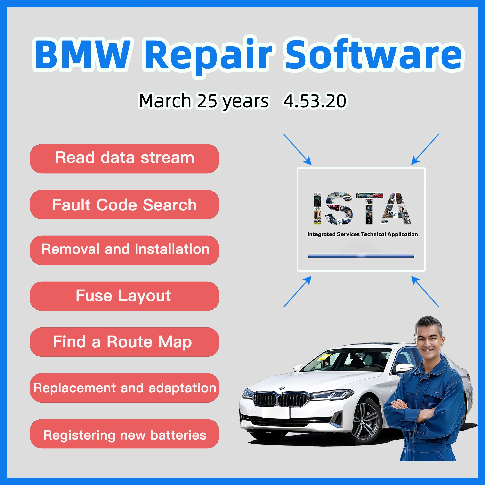 For BMW ISTA+ Repair software System|Read data stream|Find a Route Map|Service Workshop system|Read Out Vehicle Data|management
For BMW ISTA+ Repair software System|Read data stream|Find a Route Map|Service Workshop system|Read Out Vehicle Data|management