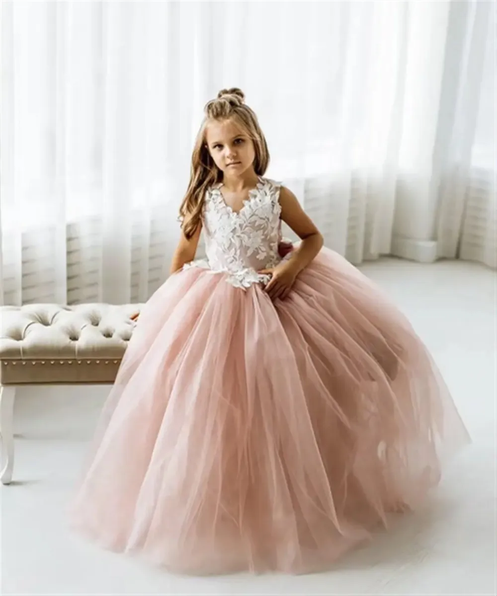 Elegant Flower Girl Wedding Dress Sleeveless Appliques Bow Bridesmaid First Communion Dress Girls Pageant Party Gown Customized
Elegant Flower Girl Wedding Dress Sleeveless Appliques Bow Bridesmaid First Communion Dress Girls Pageant Party Gown Customized