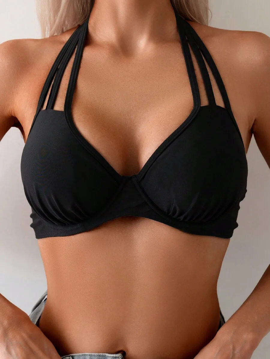 Women Solid Color Halter Neck Bikini Top For Beach Summer Daily Wear
Women Solid Color Halter Neck Bikini Top For Beach Summer Daily Wear