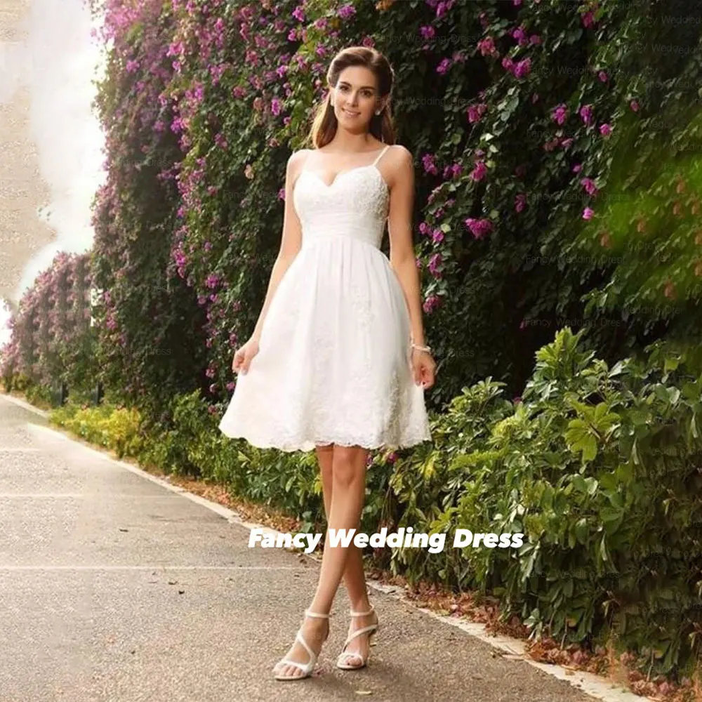 Fancy Sexy Lace Mini Wedding Dress Dubai Spaghetti Straps A Line Knee Bridal Party Dresses Sleeveless Back Corset Zip Customized
Fancy Sexy Lace Mini Wedding Dress Dubai Spaghetti Straps A Line Knee Bridal Party Dresses Sleeveless Back Corset Zip Customized