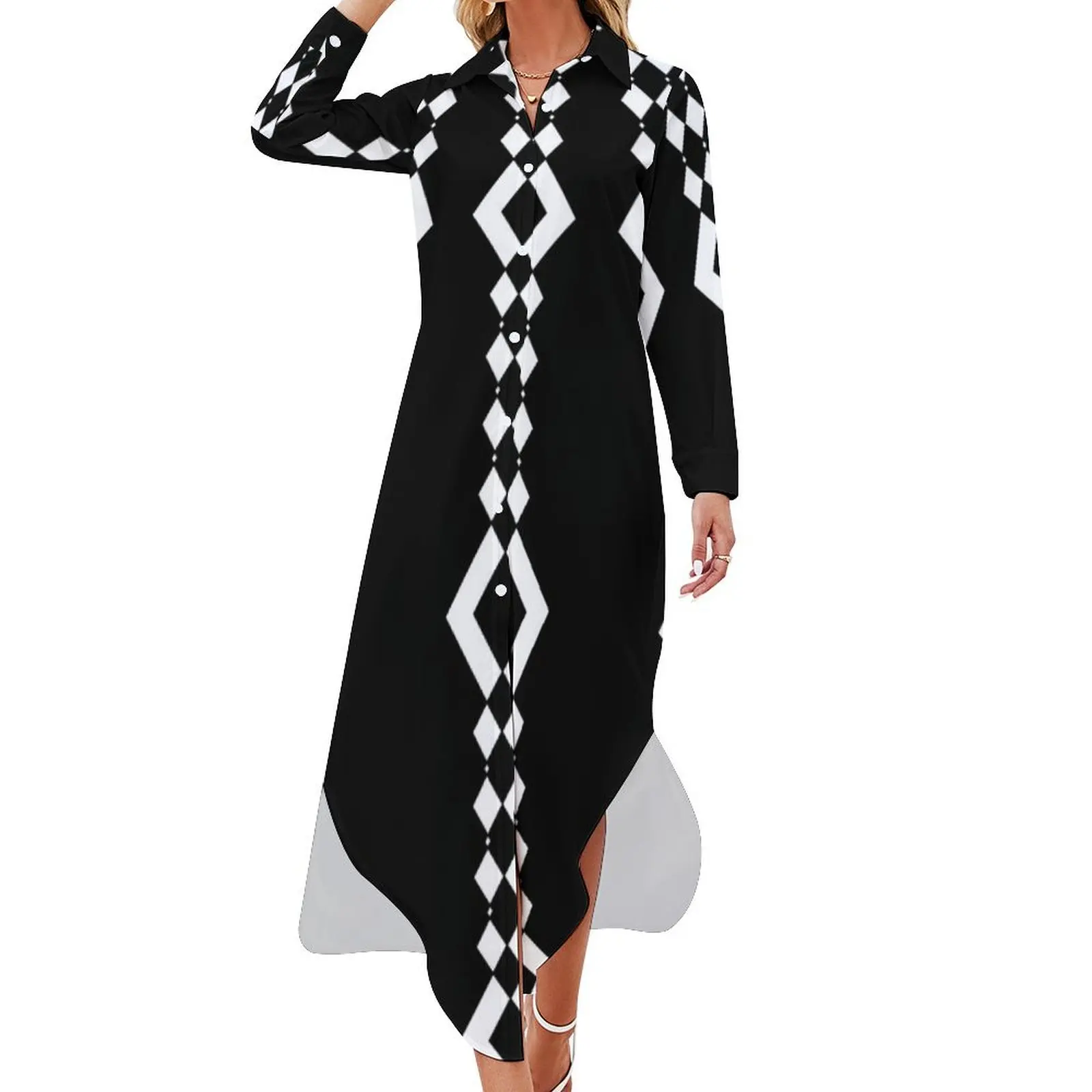 Retro 1960's Black and White Pattern Long Sleeved Shirt Dress dresses for womens 2024 Woman dresses
Retro 1960's Black and White Pattern Long Sleeved Shirt Dress dresses for womens 2024 Woman dresses