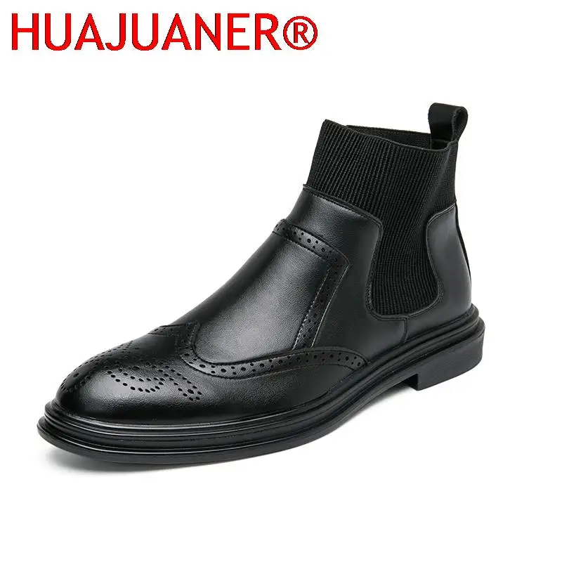 New Italian Mens Boots Business Slip on British Ankle Boots Male Cowhide Pointy Boots Elegantes Gents Sock Leather Shoes For Men
New Italian Mens Boots Business Slip on British Ankle Boots Male Cowhide Pointy Boots Elegantes Gents Sock Leather Shoes For Men