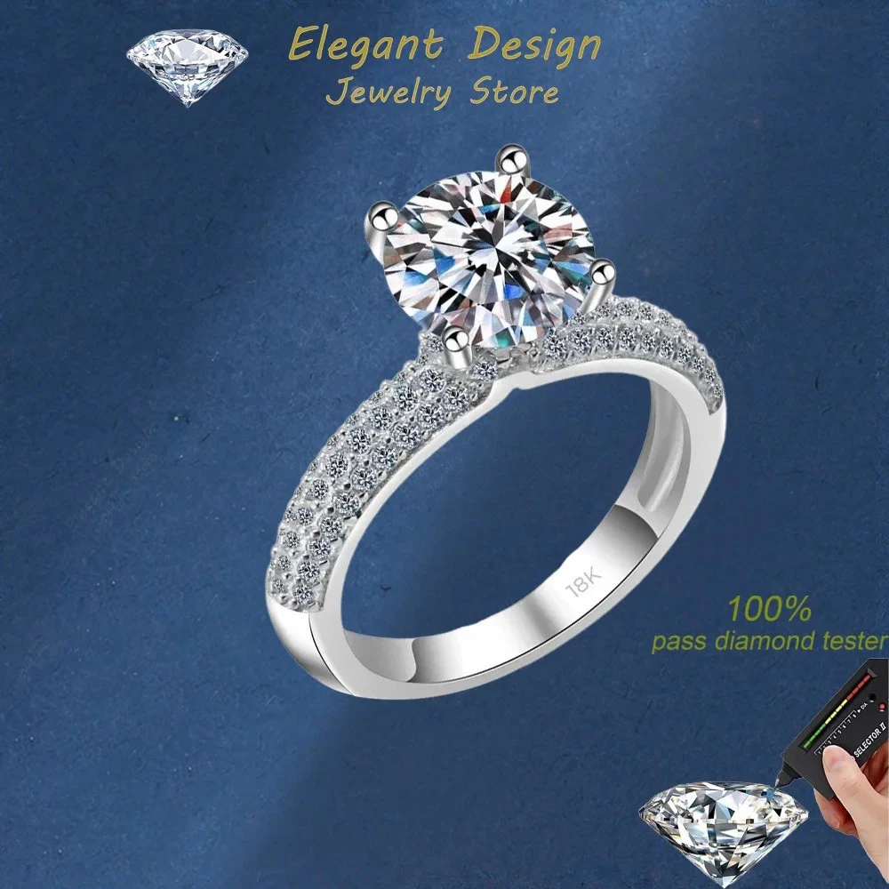 Elegant Design 2 Carat Moissanite Brilliant Ring, 18K White Gold Classic Engagement Ring Originales Certificados for Women Gift
Elegant Design 2 Carat Moissanite Brilliant Ring, 18K White Gold Classic Engagement Ring Originales Certificados for Women Gift