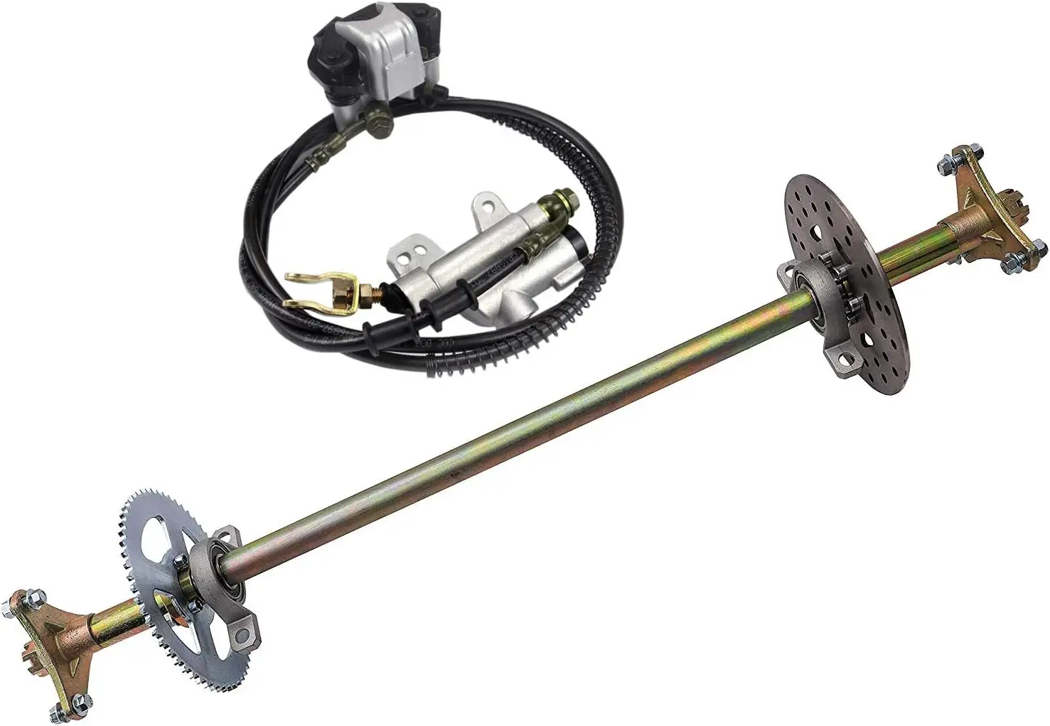 Rear Axle Assembly Complete Wheel Hub Kit & Brake Assembly for Go Kart Quad Trike Drift Bikes
Rear Axle Assembly Complete Wheel Hub Kit & Brake Assembly for Go Kart Quad Trike Drift Bikes