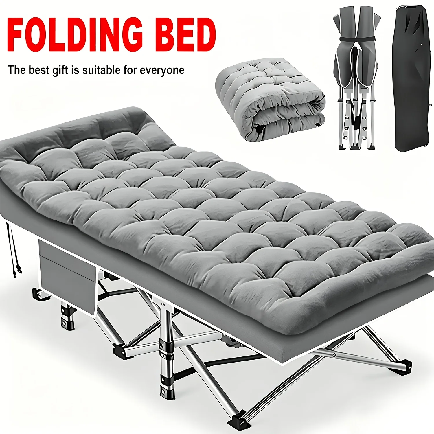 Adult Camping Bed 28 Inches Wide Heavy 1200D Oxford Folding Bed, Portable Folding Camping Bed With Cushion And Handbag-No Assembly Required, Office Nap Folding Bed, Collapsible Guest Bed, Marching Bed, Sofa Bed, Outdoor Chair. Spring Outing Equipmen
Adult Camping Bed 28 Inches Wide Heavy 1200D Oxford Folding Bed, Portable Folding Camping Bed With Cushion And Handbag-No Assembly Required, Office Nap Folding Bed, Collapsible Guest Bed, Marching Bed, Sofa Bed, Outdoor Chair. Spring Outing Equipmen