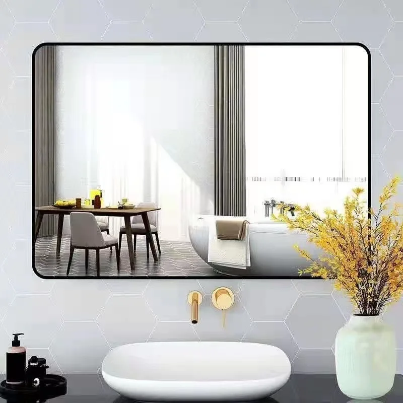 Non Perforated Wall Mounted Bathroom Mirror Metal Border Explosion-proof Glass Rectangular Makeup Mirrors Espelho Para Banheiro
Non Perforated Wall Mounted Bathroom Mirror Metal Border Explosion-proof Glass Rectangular Makeup Mirrors Espelho Para Banheiro