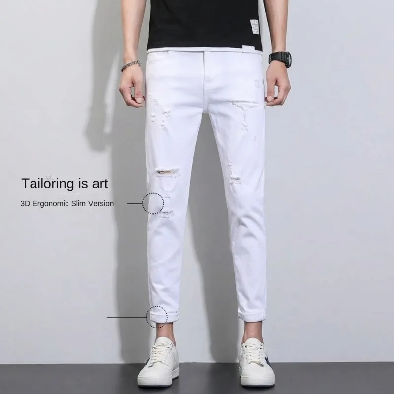 Men's Jeans Man Pants Summer Spring Cotton White Skinny Ripped Distressed Hole Casual Streetwear Slim Fit Trousers
Men's Jeans Man Pants Summer Spring Cotton White Skinny Ripped Distressed Hole Casual Streetwear Slim Fit Trousers