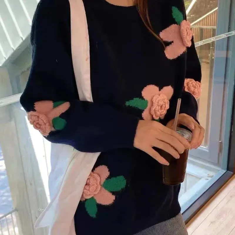 Autumn winter Women's Sweater Pullover Three-dimensional Flowers Embroidered Knit Designs Sweater Tops Female Clothing
Autumn winter Women's Sweater Pullover Three-dimensional Flowers Embroidered Knit Designs Sweater Tops Female Clothing