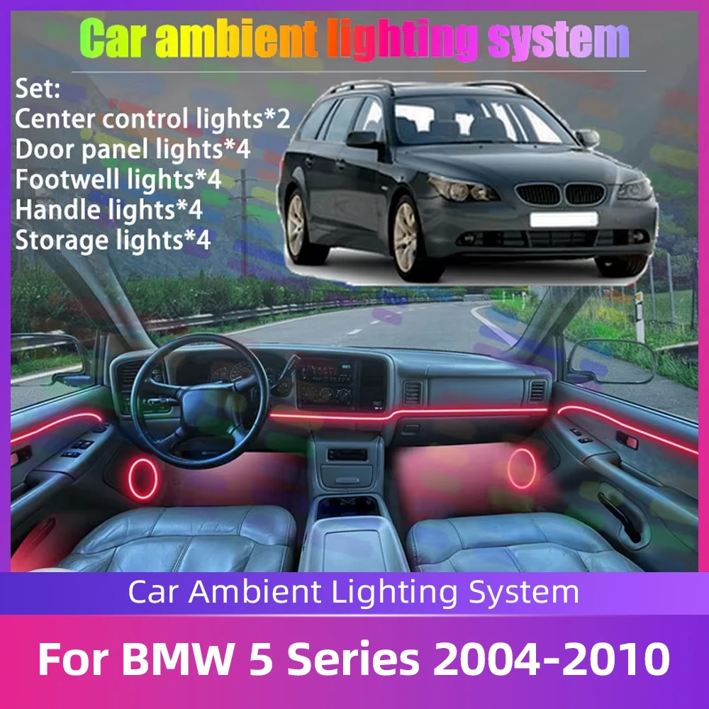 Комплект атмосферной RGB-подсветки салона (2/18 в 1) для BMW 5 серии E60 E61 MK5 5-го поколения 2004-2010
Комплект атмосферной RGB-подсветки салона (2/18 в 1) для BMW 5 серии E60 E61 MK5 5-го поколения 2004-2010