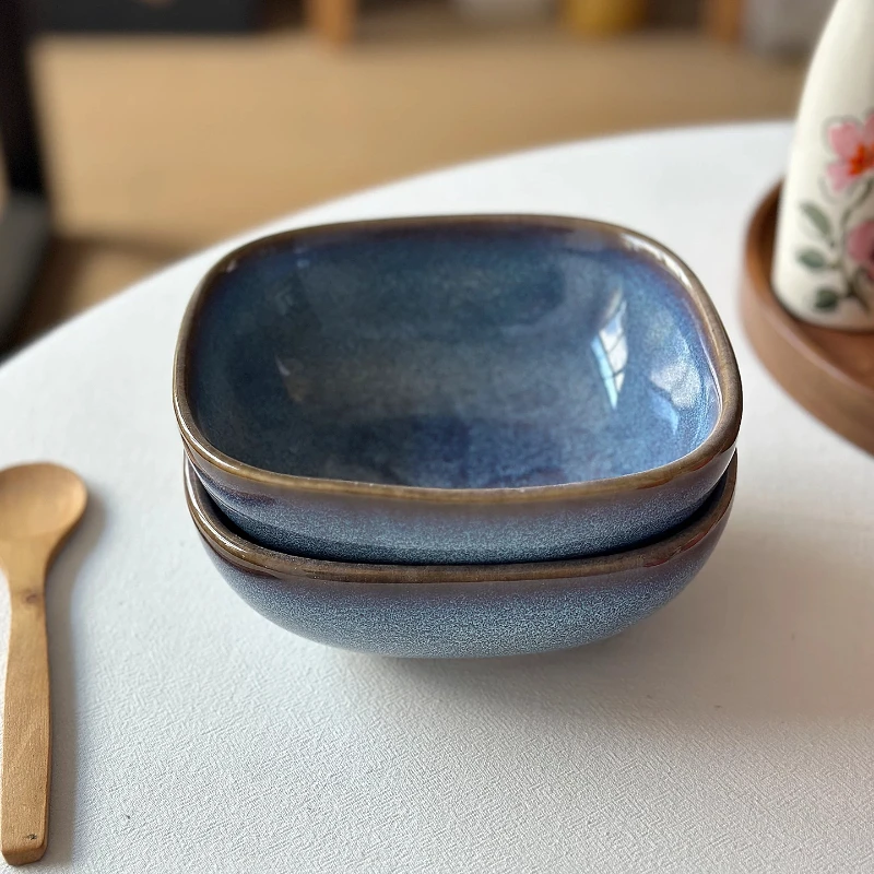 LMM blue thick ceramic bowl household square kiln practical soup bowl
LMM blue thick ceramic bowl household square kiln practical soup bowl