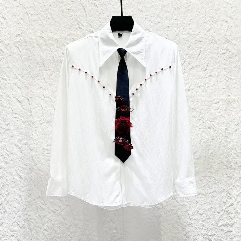 Rivet Ruby Diamond Studded Shirt Men Long Sleeved Versatile Casual Shirts 3D Floral Tie Shirt Star Stage Performance Costume
Rivet Ruby Diamond Studded Shirt Men Long Sleeved Versatile Casual Shirts 3D Floral Tie Shirt Star Stage Performance Costume
