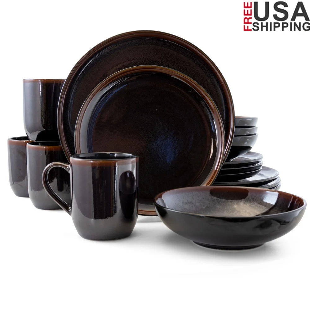 16 Piece Round Stoneware Dinnerware Set Modern Elegant Dinner Plates Bowls Mugs Dishwasher Microwave Safe
16 Piece Round Stoneware Dinnerware Set Modern Elegant Dinner Plates Bowls Mugs Dishwasher Microwave Safe