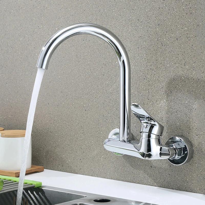 Kitchen Faucet Wall Mounted Single Handle Double Holes Sink Basin Faucet 360 Degree Swivel New and Cold Water Mixer Tap Crane
Kitchen Faucet Wall Mounted Single Handle Double Holes Sink Basin Faucet 360 Degree Swivel New and Cold Water Mixer Tap Crane