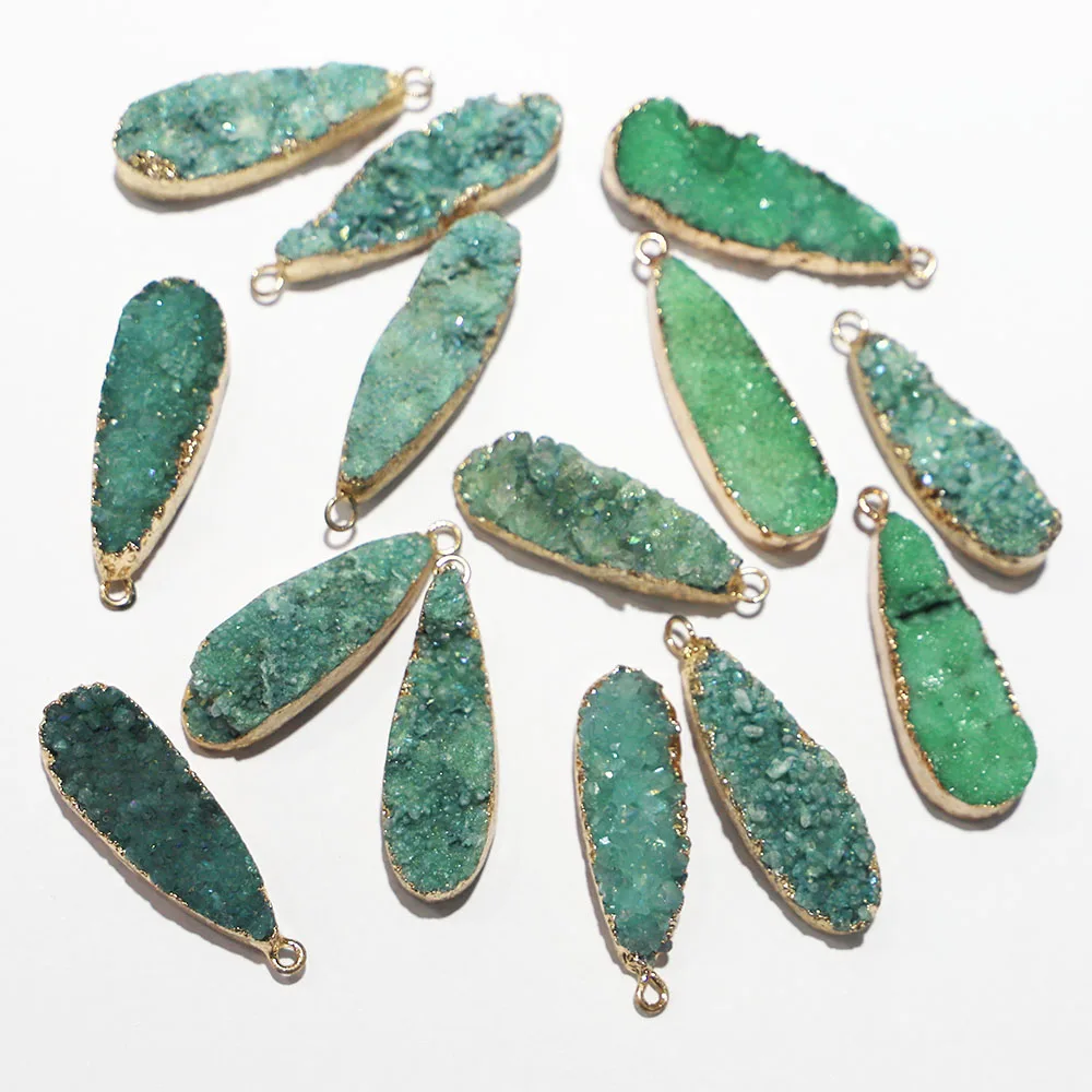 4pcs New Natural Green Water Drop Druzy Stone Necklace Pendant Metal Mineral Specimen Agate Slice Charms Geode Rough For Jewelry
4pcs New Natural Green Water Drop Druzy Stone Necklace Pendant Metal Mineral Specimen Agate Slice Charms Geode Rough For Jewelry