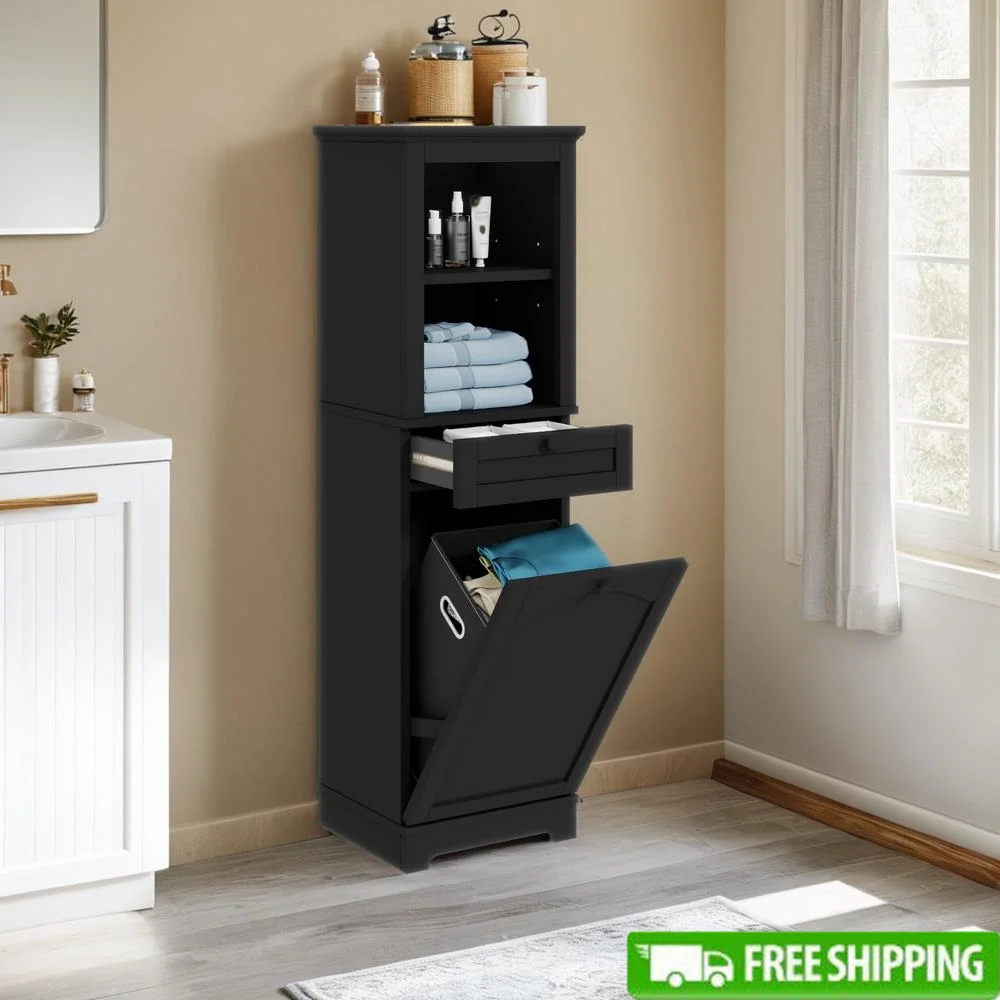 Freestanding Bathroom Cabinet Laundry Hamper Storage Unit with Drawer and Shelves Versatile Organizer Towels Clothes Accessories
Freestanding Bathroom Cabinet Laundry Hamper Storage Unit with Drawer and Shelves Versatile Organizer Towels Clothes Accessories