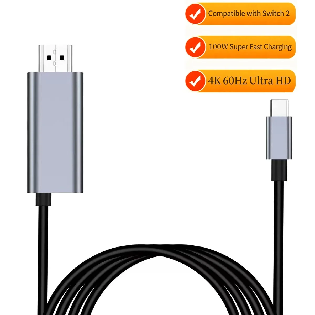 Type C To 4K 30Hz HDMI-Compatible Adapter Cable Phone Monitor Screen HDTV Adapter Cable Computer Video Same Screen HDMI Cable
Type C To 4K 30Hz HDMI-Compatible Adapter Cable Phone Monitor Screen HDTV Adapter Cable Computer Video Same Screen HDMI Cable