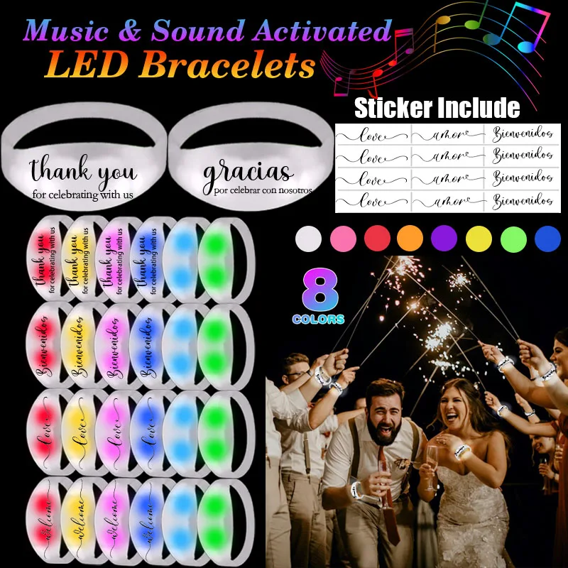 20-200PCS Light up Bracelets Led Bracelets for Party Glow in the Dark Bracelets for Wedding Party Led Bracelet for Party Favors
20-200PCS Light up Bracelets Led Bracelets for Party Glow in the Dark Bracelets for Wedding Party Led Bracelet for Party Favors