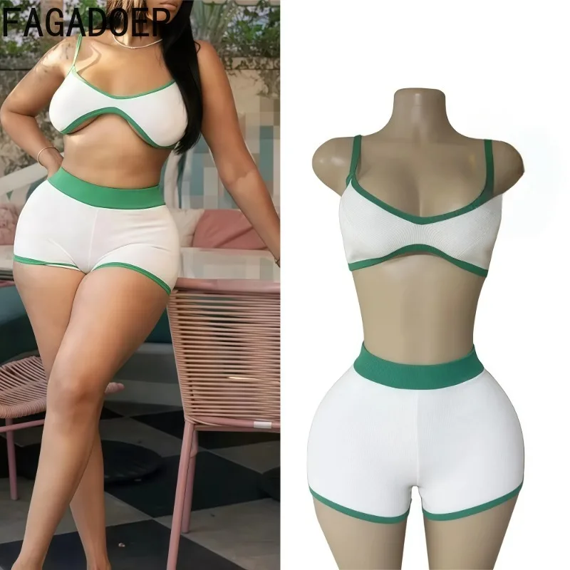 FAGADOER Summer New Fashion Knit Woman 2 Piece Set Outfit Spaghetti Strap Sleeveless Backless Crop Top and Shorts Matching Sets
FAGADOER Summer New Fashion Knit Woman 2 Piece Set Outfit Spaghetti Strap Sleeveless Backless Crop Top and Shorts Matching Sets