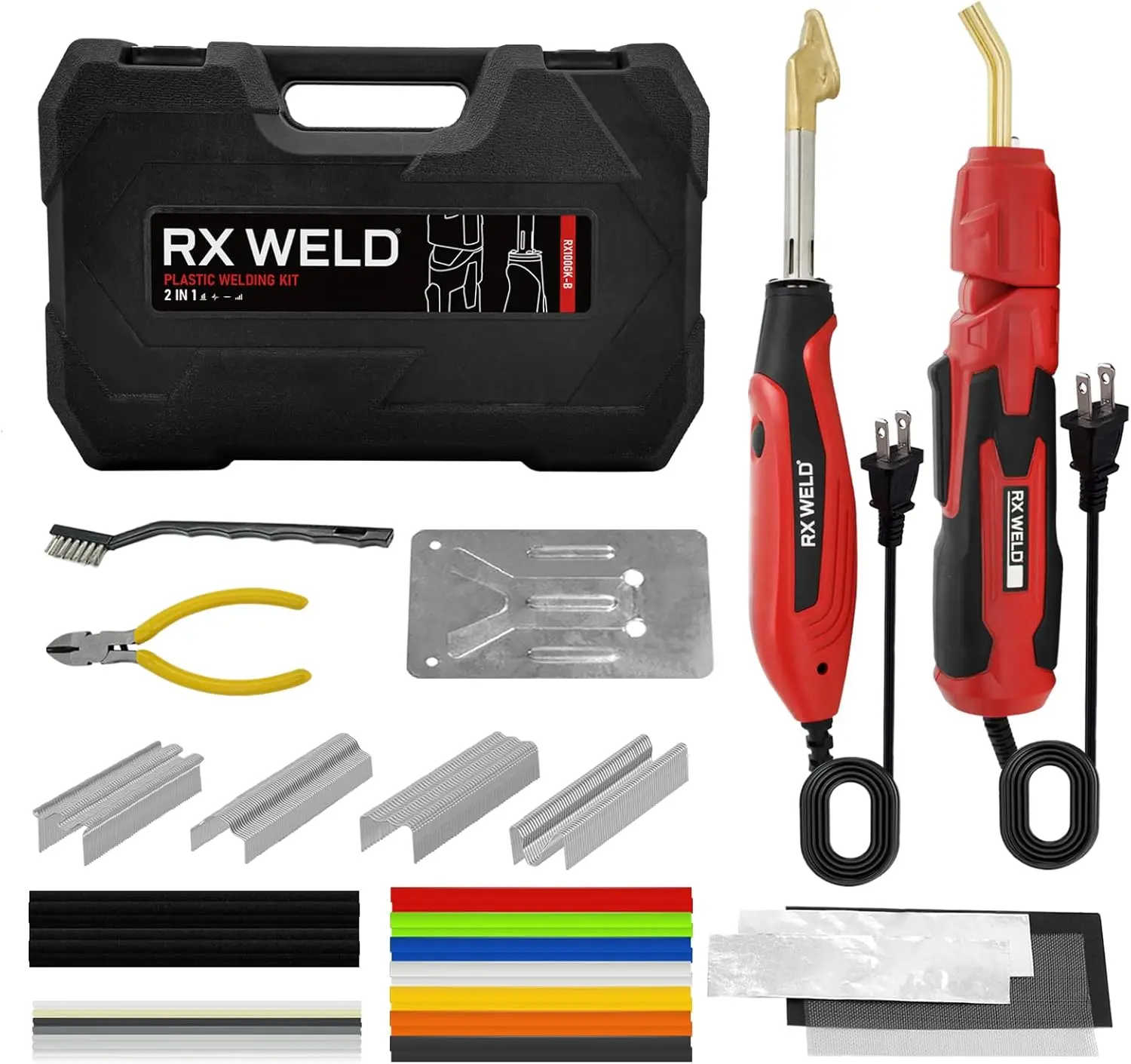 2 in 1 Plastic Welder Kit, 400PCS Hot Staples & Rods for Car Bumper, Kayak, ABS, PP, PE Repair (110V)
2 in 1 Plastic Welder Kit, 400PCS Hot Staples & Rods for Car Bumper, Kayak, ABS, PP, PE Repair (110V)