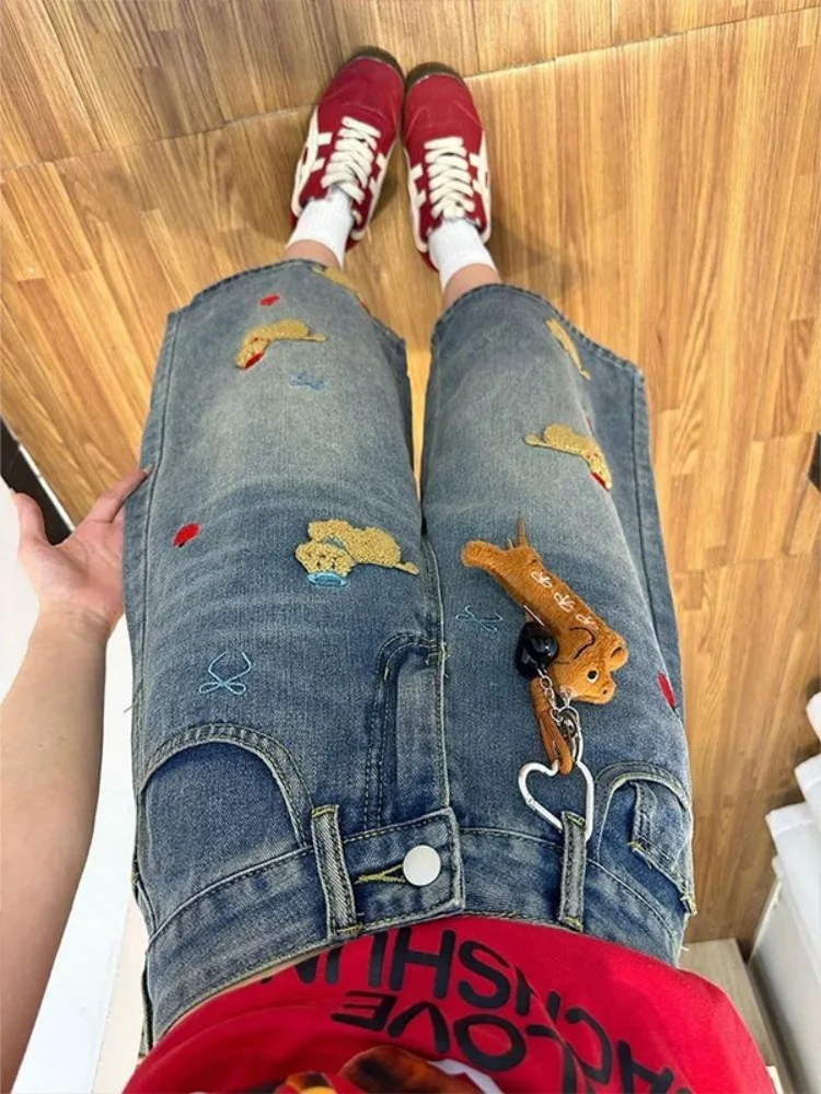 American Style Embroidered Dog Fun Seven-Five Women's Jeans Summer plus Size Wide Leg Pants High Waist Casual Wear
American Style Embroidered Dog Fun Seven-Five Women's Jeans Summer plus Size Wide Leg Pants High Waist Casual Wear