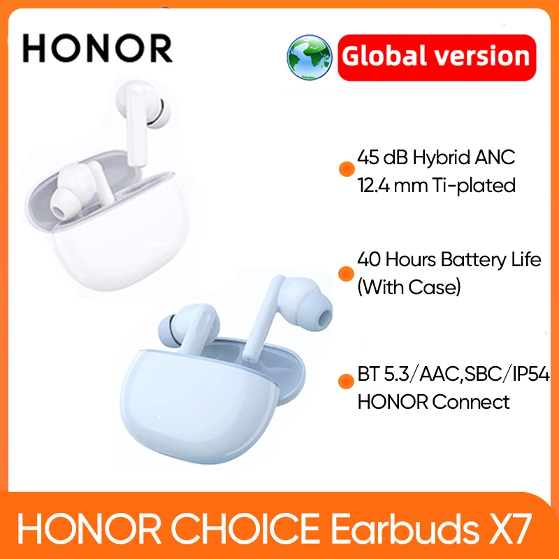 HONOR CHOICE Earbuds X7 Global Version 45 dB Hybrid ANC 40 Hours Battery Life Bluetooth 5.3 Waterproof IP54
HONOR CHOICE Earbuds X7 Global Version 45 dB Hybrid ANC 40 Hours Battery Life Bluetooth 5.3 Waterproof IP54