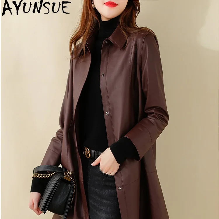 AYUNSUE Real Leather Jacket Woman Mid-length Trench Coats Autumn Clothes Fashion Sheepskin Coat Women Slim Fit Jaqueta De Couro
AYUNSUE Real Leather Jacket Woman Mid-length Trench Coats Autumn Clothes Fashion Sheepskin Coat Women Slim Fit Jaqueta De Couro