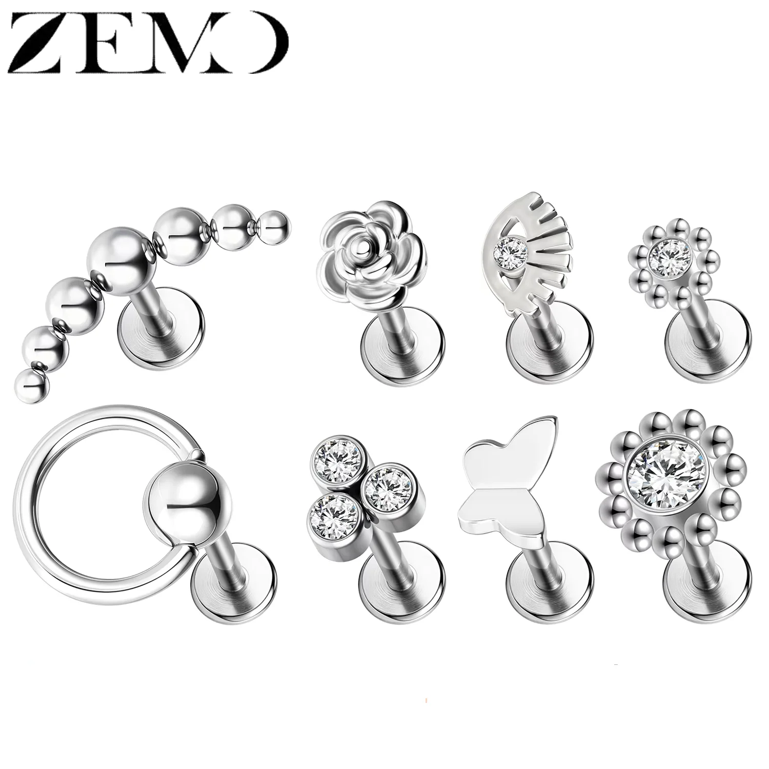 ZEMO 1 Piece 16G Stainless Steel Labret Lip Studs Zircon Flower Butterfly Lip Piercings Earrings Helix Tragus Piercings 6/8/10MM
ZEMO 1 Piece 16G Stainless Steel Labret Lip Studs Zircon Flower Butterfly Lip Piercings Earrings Helix Tragus Piercings 6/8/10MM