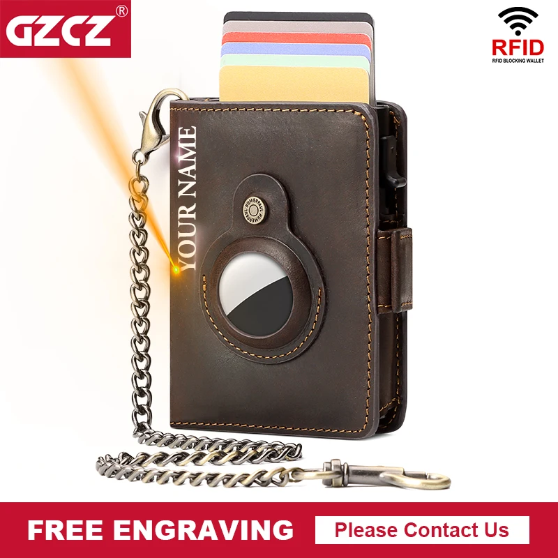 Pop-up Slid Metal Card Holder Apple AirTag Case RFID Protect Cardholder Genuine Leather Wallets for Men with Anti-theft Chain
Pop-up Slid Metal Card Holder Apple AirTag Case RFID Protect Cardholder Genuine Leather Wallets for Men with Anti-theft Chain