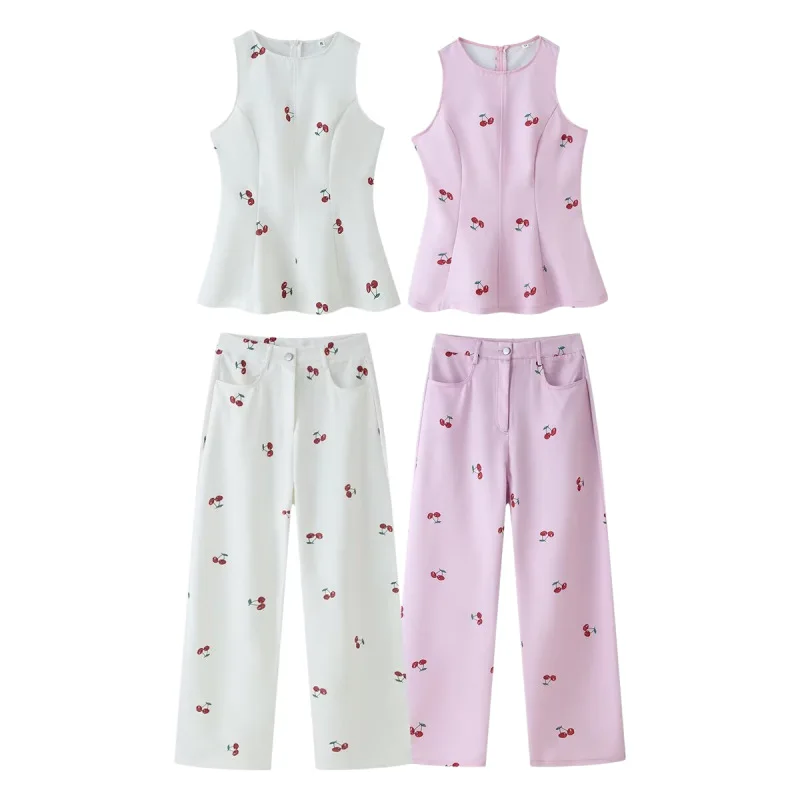 Dave&di European And American Style Fashionable Printed Round Neck Sleeveless Top And Curved Knife Pants Set
Dave&di European And American Style Fashionable Printed Round Neck Sleeveless Top And Curved Knife Pants Set