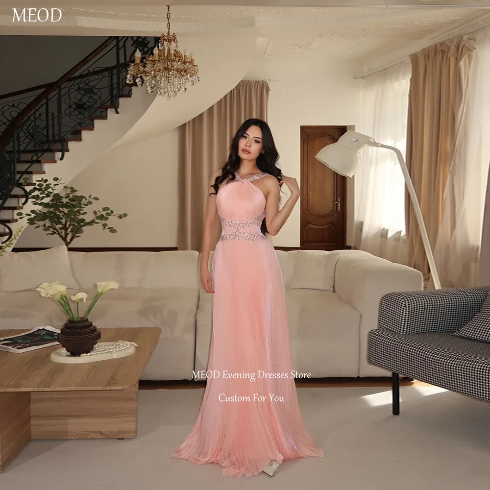 MEOD Crystal Pink Halter Neck A Line Evening Dress Backless Chiffon Floor Length Robes De Soirée Sleeveless Prom Gown Customized
MEOD Crystal Pink Halter Neck A Line Evening Dress Backless Chiffon Floor Length Robes De Soirée Sleeveless Prom Gown Customized