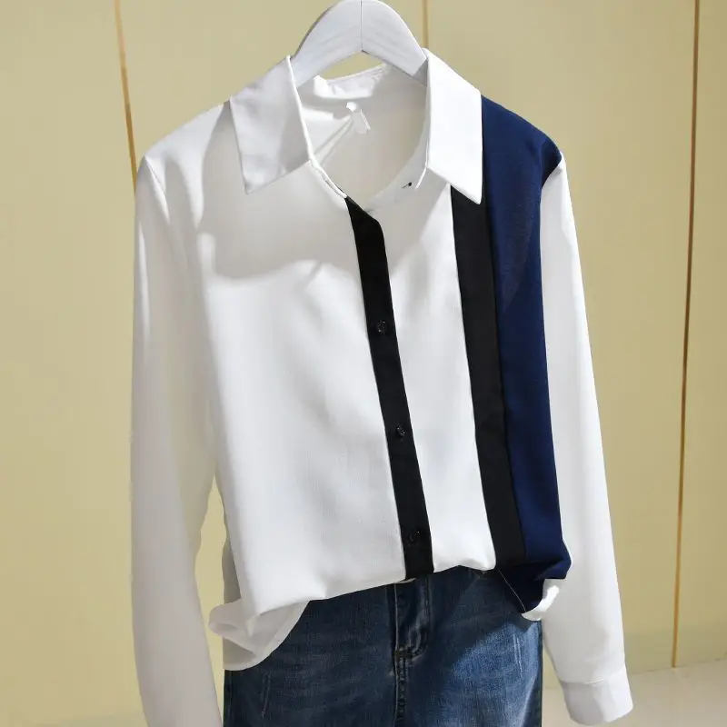 Chiffon shirt fashion splicing shirt female design sense small long sleeve spring new Korean version temperament all match top
Chiffon shirt fashion splicing shirt female design sense small long sleeve spring new Korean version temperament all match top