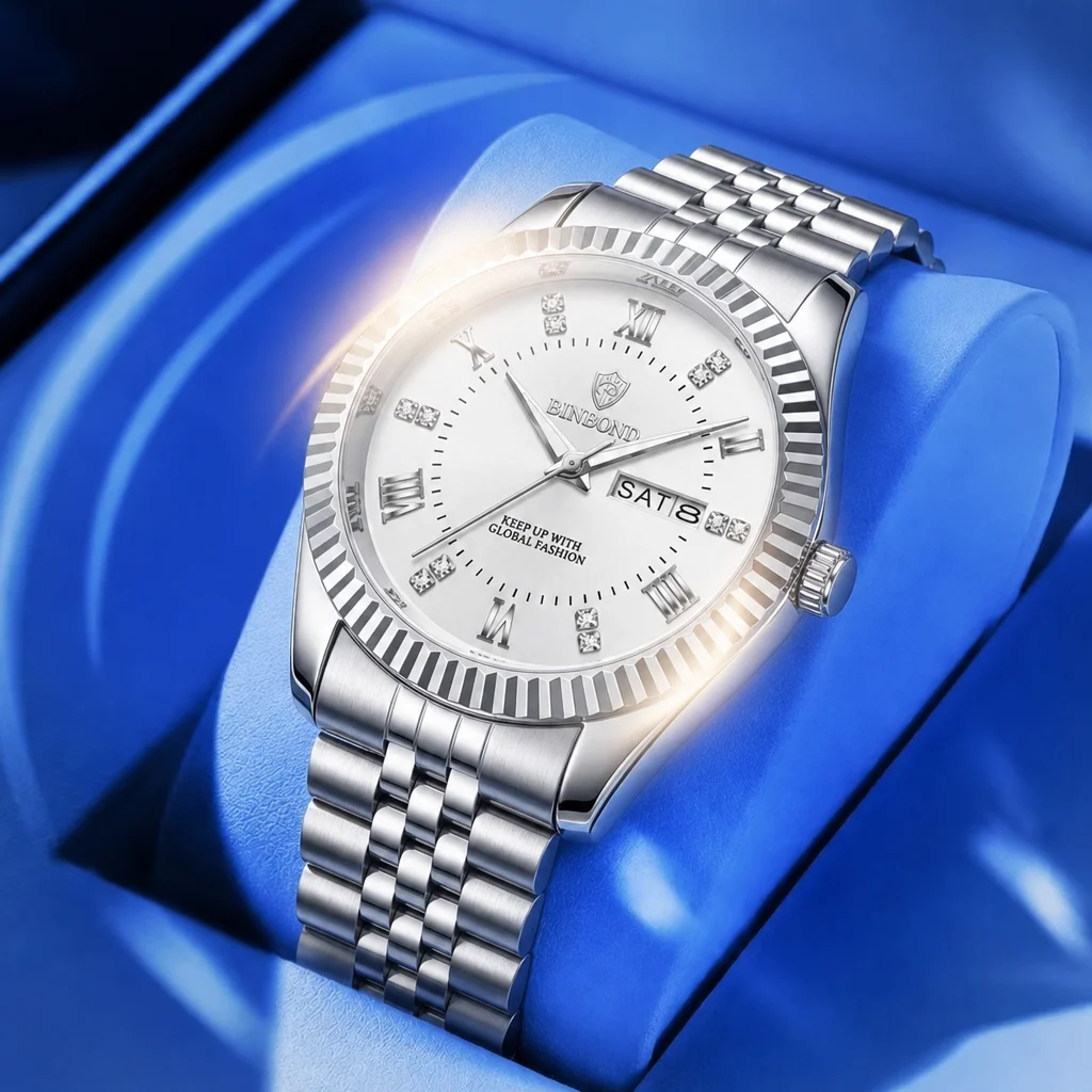 1pcs Fashion Business Watch Silver Metal Strap Roman Numeral Dial Double Calendar Exquisite Design Versatile For Daily C
1pcs Fashion Business Watch Silver Metal Strap Roman Numeral Dial Double Calendar Exquisite Design Versatile For Daily C