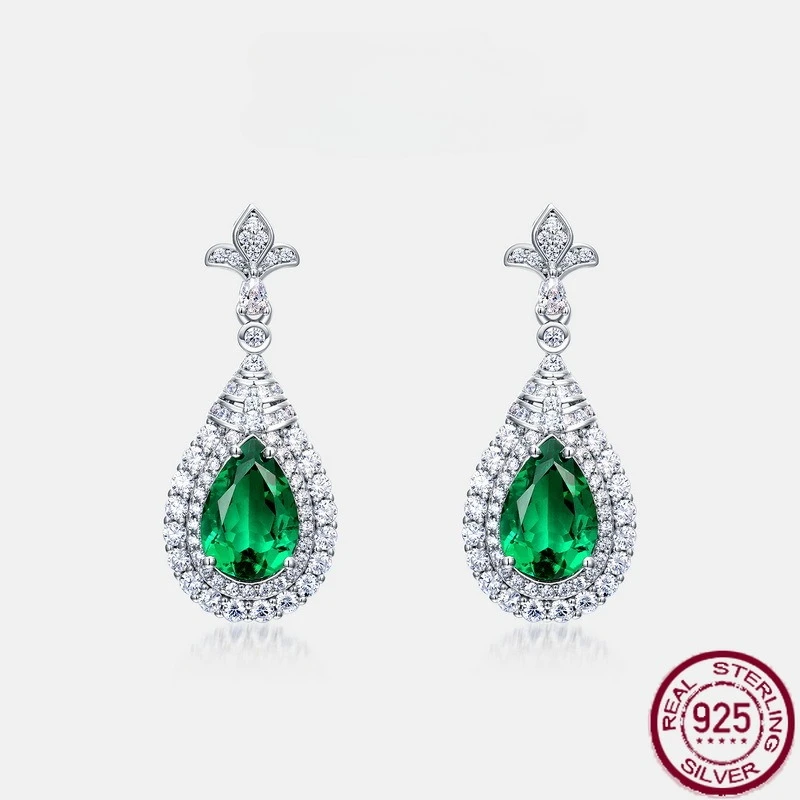 New S925 pure silver cultivated emerald full gemstone earrings retro noble European and American style wedding jewelry
New S925 pure silver cultivated emerald full gemstone earrings retro noble European and American style wedding jewelry
