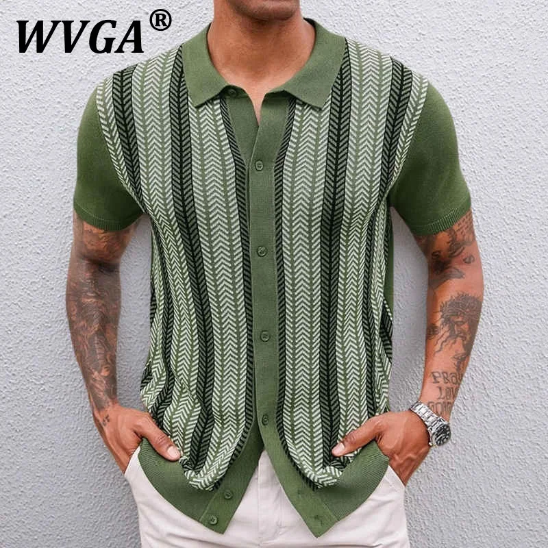 WVGA Spring Summer New Men's Tide High Street Striped Jacquard Trendy Knit Tops Niche Chic Casual Short Sleeved Shirt Ins W11661
WVGA Spring Summer New Men's Tide High Street Striped Jacquard Trendy Knit Tops Niche Chic Casual Short Sleeved Shirt Ins W11661