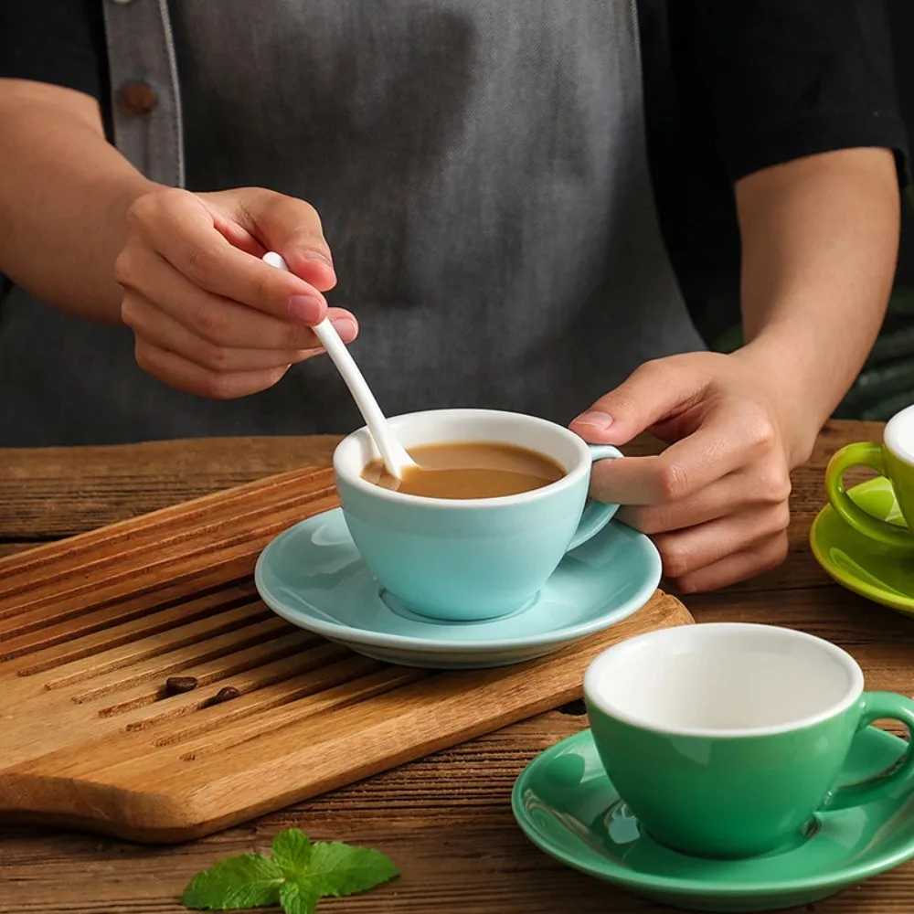 150ML Coffee Cup with Dish Creative Color Ceramic Mug Plate Home Dessert Plate Tea Cup Couple Gift Cup Home Drinking Utensils
150ML Coffee Cup with Dish Creative Color Ceramic Mug Plate Home Dessert Plate Tea Cup Couple Gift Cup Home Drinking Utensils