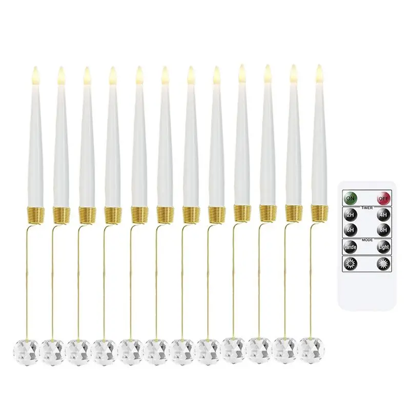 Flickering LED Short Taper Candles 0.5" X 6" 12Pcs Remote Control Flameless Warm Light Candlesticks With 12 Crystal Ball Hooks-A
Flickering LED Short Taper Candles 0.5" X 6" 12Pcs Remote Control Flameless Warm Light Candlesticks With 12 Crystal Ball Hooks-A