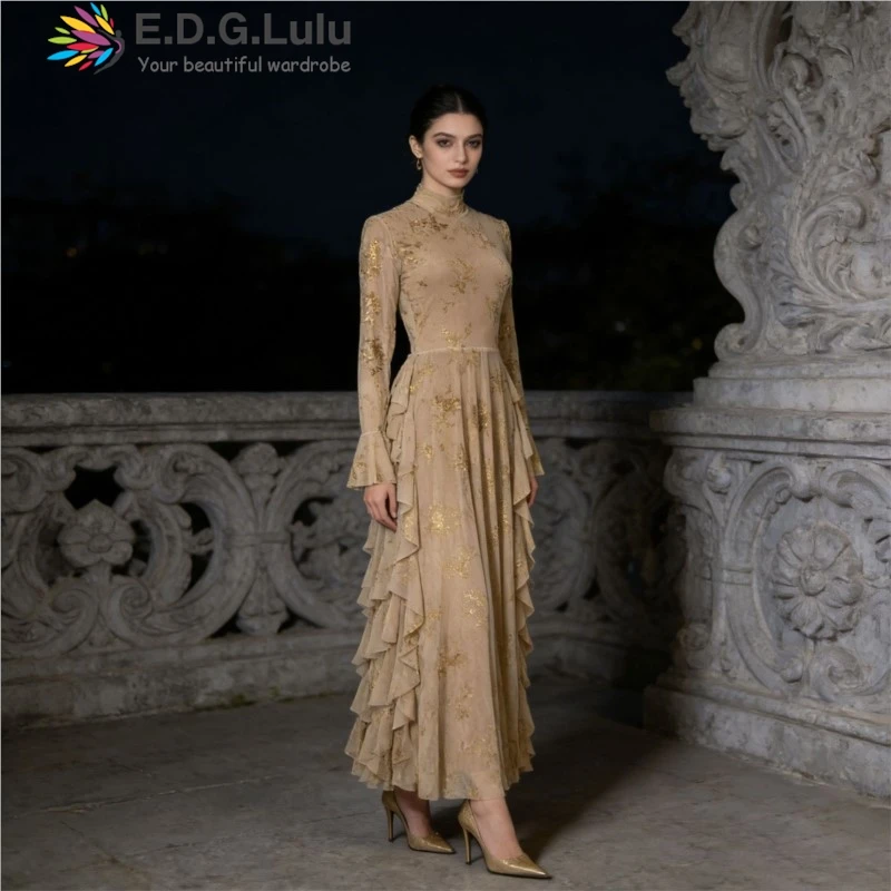 EDGLuLu High Quality Round Neck Flared Sleeve Maxi Dress Women Design Irregular Ruffled Elegant Party Evening Gown 0406
EDGLuLu High Quality Round Neck Flared Sleeve Maxi Dress Women Design Irregular Ruffled Elegant Party Evening Gown 0406