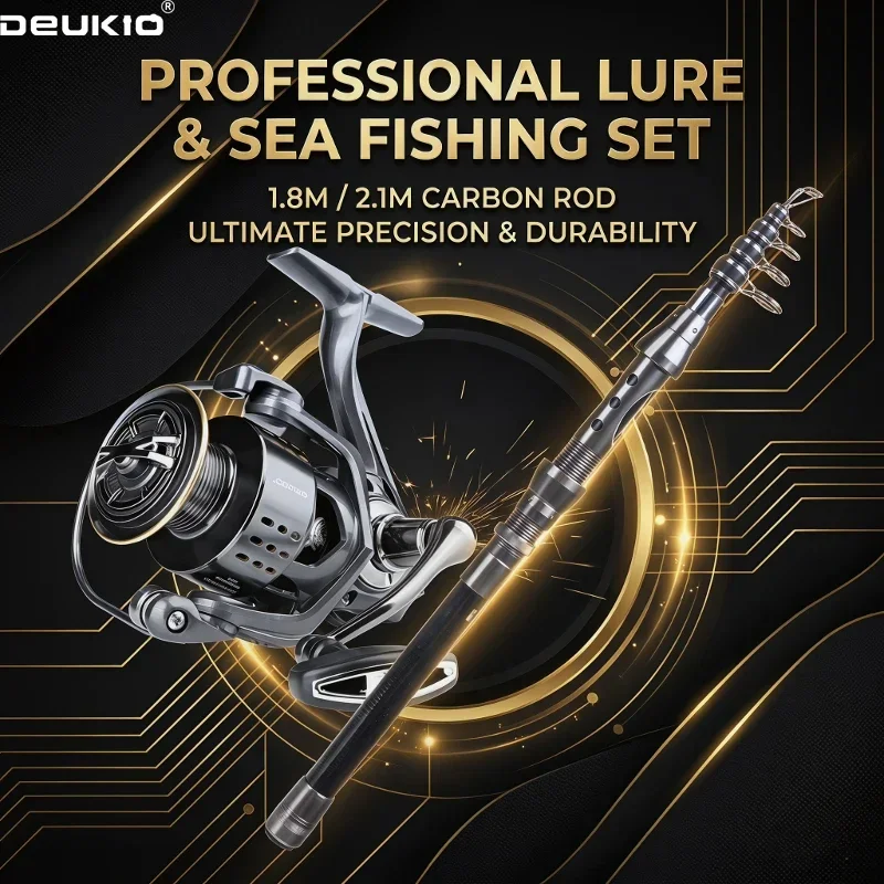 DEUKIO 1.8/2.1M Fishing Rod Reel Combo Carbon Fiber Rod and 5.2:1 Gear Ratio 4000 Size Reel Travel Sea Freshwater Fishing Set
DEUKIO 1.8/2.1M Fishing Rod Reel Combo Carbon Fiber Rod and 5.2:1 Gear Ratio 4000 Size Reel Travel Sea Freshwater Fishing Set