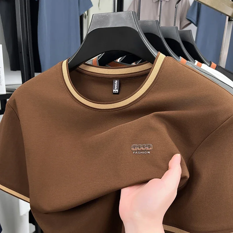 White Short-sleeved T-shirt Men's Color-blocking 2025 New Summer Solid Color Versatile Half-sleeved Base Shirt Casual Top
White Short-sleeved T-shirt Men's Color-blocking 2025 New Summer Solid Color Versatile Half-sleeved Base Shirt Casual Top