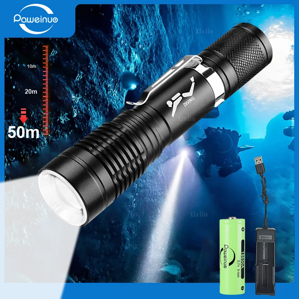 2025 Underwater Lantern Dive 50m Professional Diving Flashlight 18650 Battery Small Underwater Searchlight Scuba Lamp with Clip
2025 Underwater Lantern Dive 50m Professional Diving Flashlight 18650 Battery Small Underwater Searchlight Scuba Lamp with Clip