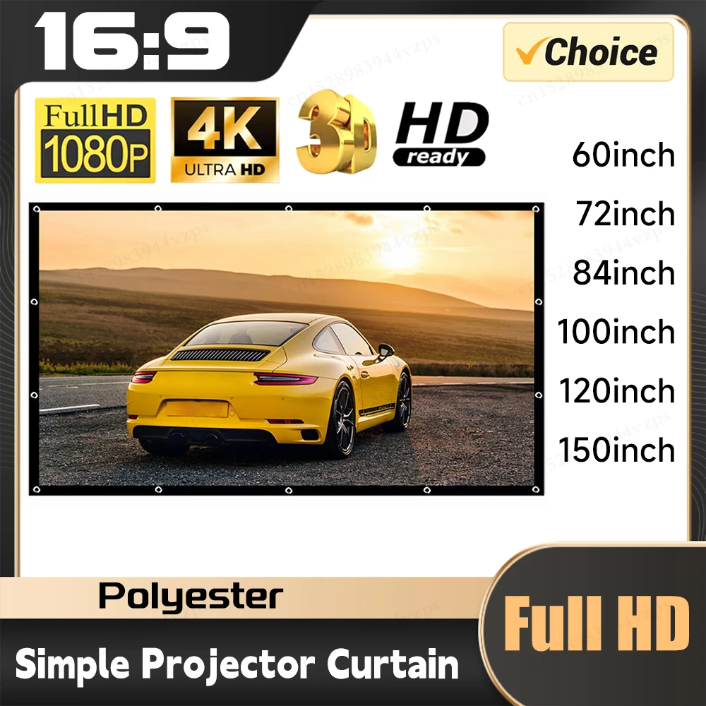 Портативный экран проектора 16:9, простая занавеска, защита от света, 60-150 дюймов, проекционные экраны для дома, улицы, офиса, проектор
Портативный экран проектора 16:9, простая занавеска, защита от света, 60-150 дюймов, проекционные экраны для дома, улицы, офиса, проектор