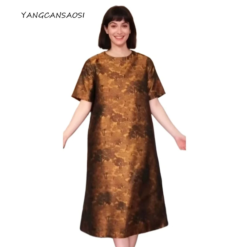 2025 Women's Fashion New 100% Natural Mulberry Silk Song Brocade Commuting Coffee Forest Retro Round Neck Short Sleeve Dress
2025 Women's Fashion New 100% Natural Mulberry Silk Song Brocade Commuting Coffee Forest Retro Round Neck Short Sleeve Dress