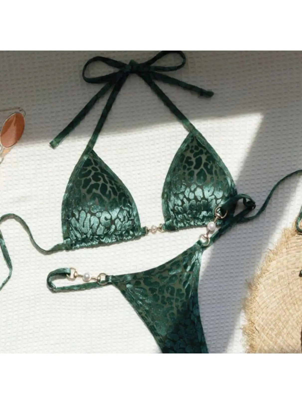 Special Fabric Two-Piece Bikini Swimsuit Pearl Leopard Print ter Sle Swimming Suit Polyester Material with Chest Pad
Special Fabric Two-Piece Bikini Swimsuit Pearl Leopard Print ter Sle Swimming Suit Polyester Material with Chest Pad